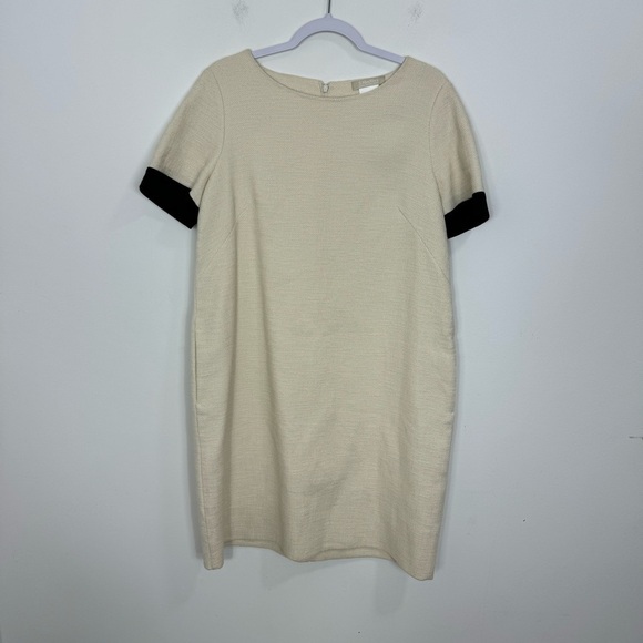 Max Mara Cream Contrast Cuff Dress Classic Shift Style Women’s 16 - Picture 2 of 9